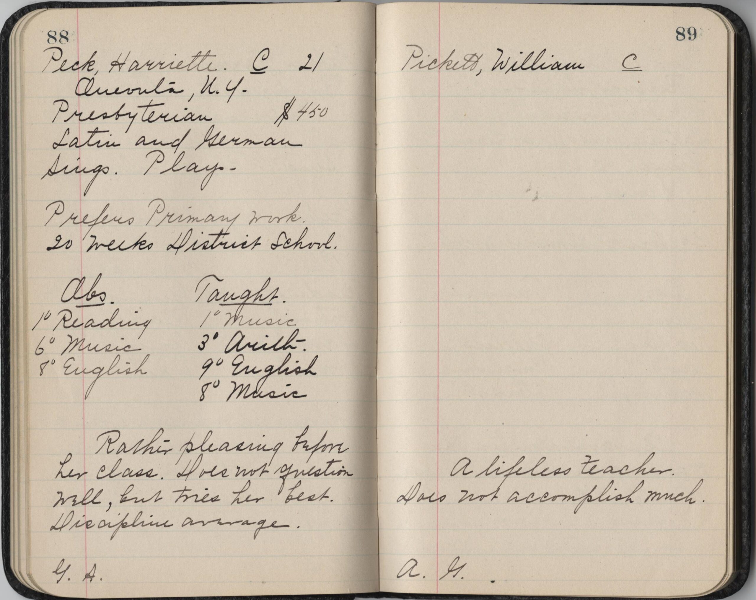 Student Teaching Observation 1902