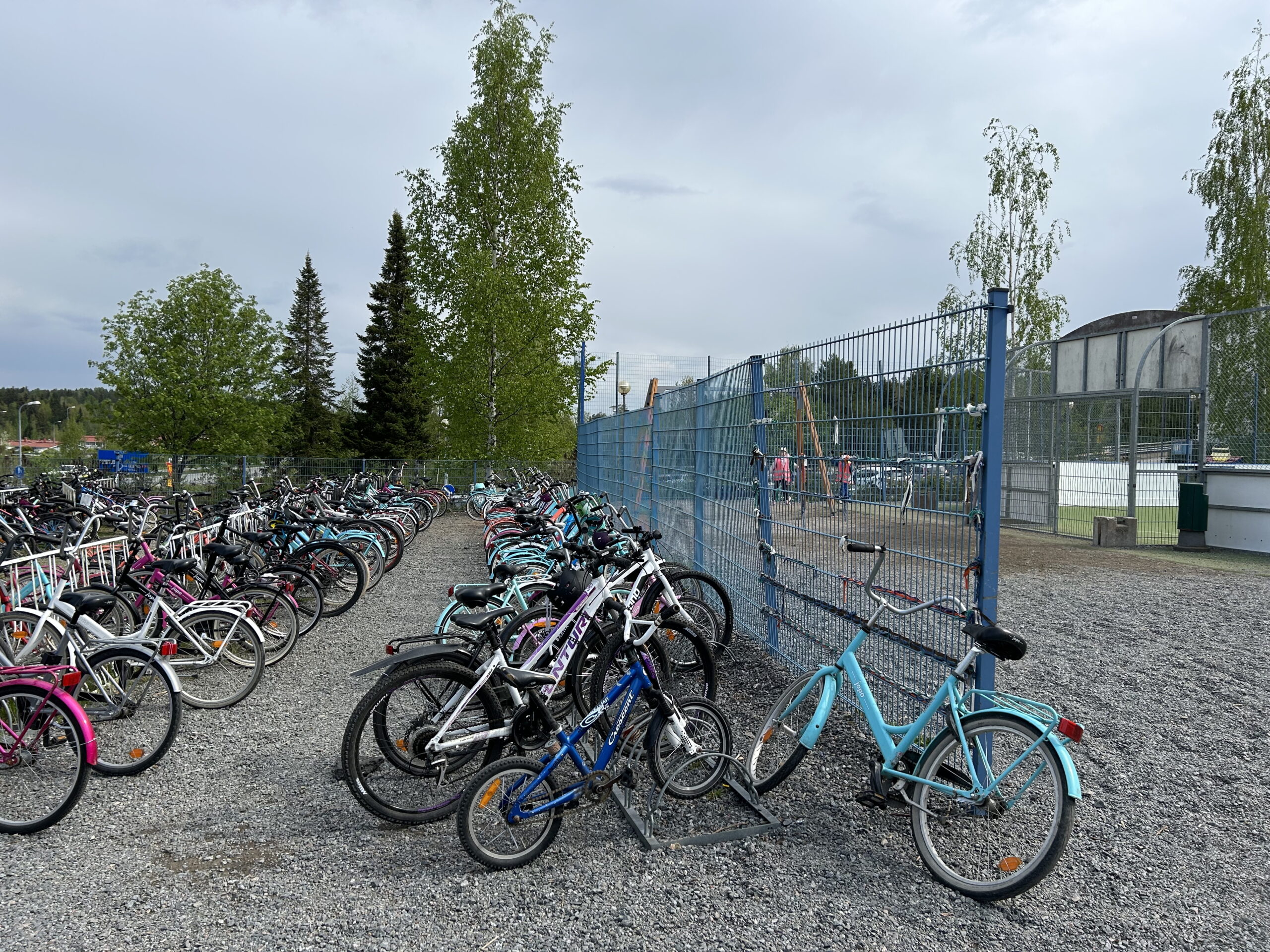 Hundreds of bikes on bike racks